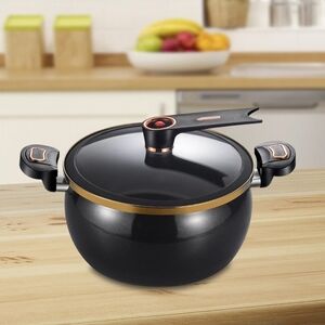 Brandnew Black Nonstick Stock Pot with Glass Lid and Gold Trim